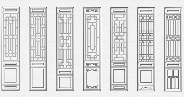 自流井常用中式仿古花窗图案隔断设计图